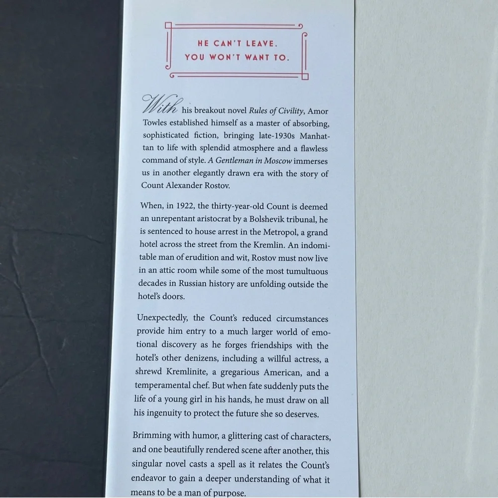 A Gentleman in Moscow by Amor Towels | Historical Fiction | Hardcover Book - Picture 8 of 9